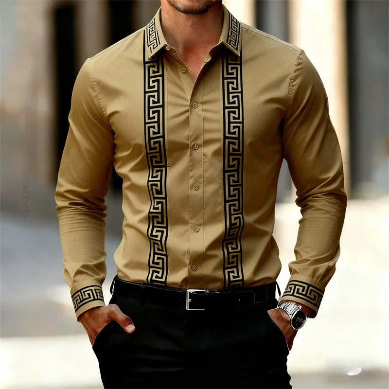 Chemise Géométrique Manches Longues Homme – CLEVI Paris