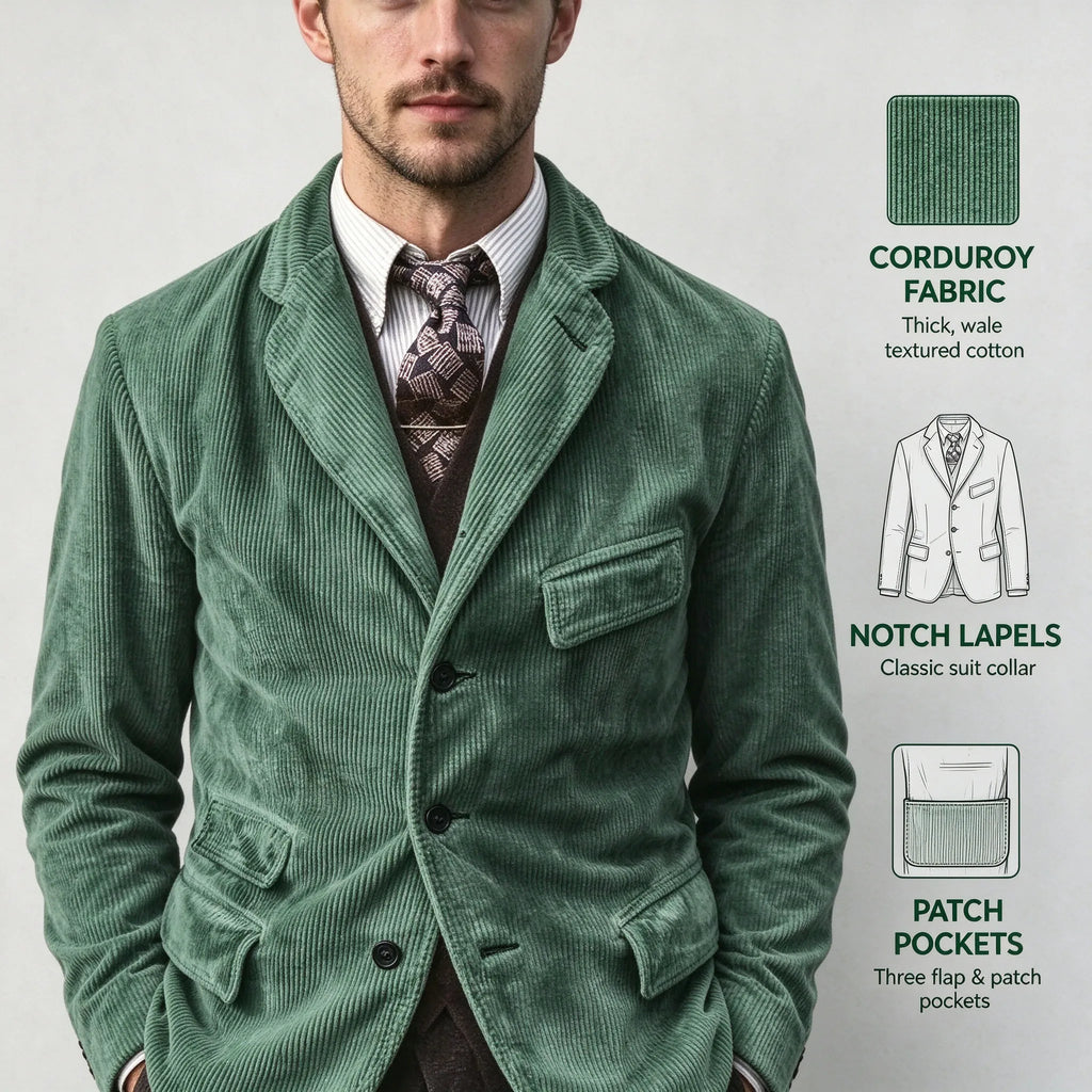 Blazer homme velours côtelé à 3 boutons – CLEVI Paris