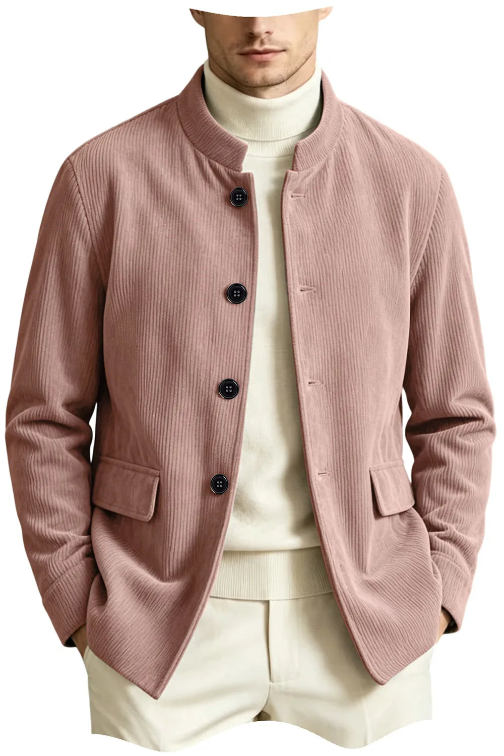 Blazer homme en velours côtelé à col montant – CLEVI Paris