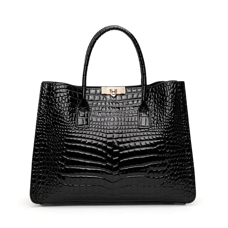 Sac Cabas Femme Cuir PU Croco Vernis – CLEVI Paris