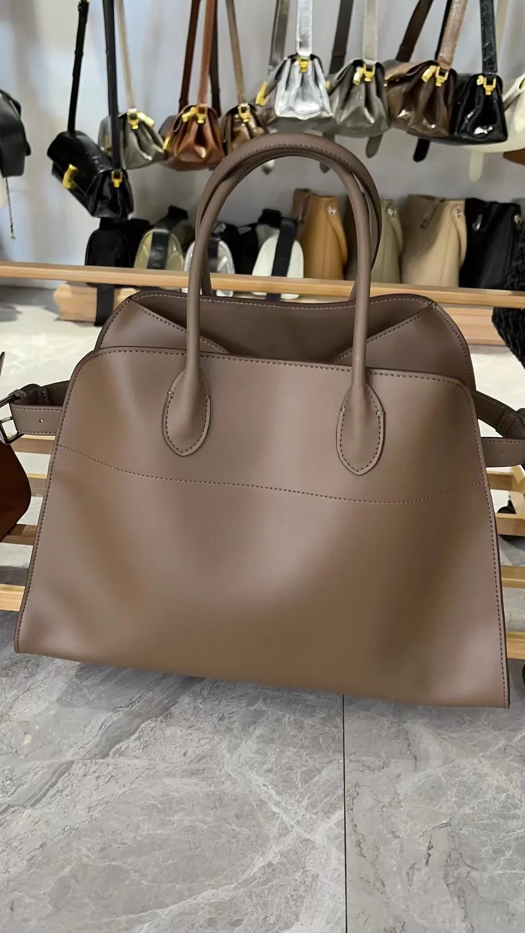 Grand Sac Cabas Cuir Véritable Vintage Femme 39x27cm – CLEVI Paris