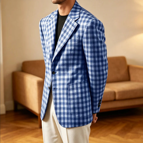 Blazer homme à carreaux coupe ajustée – CLEVI Paris