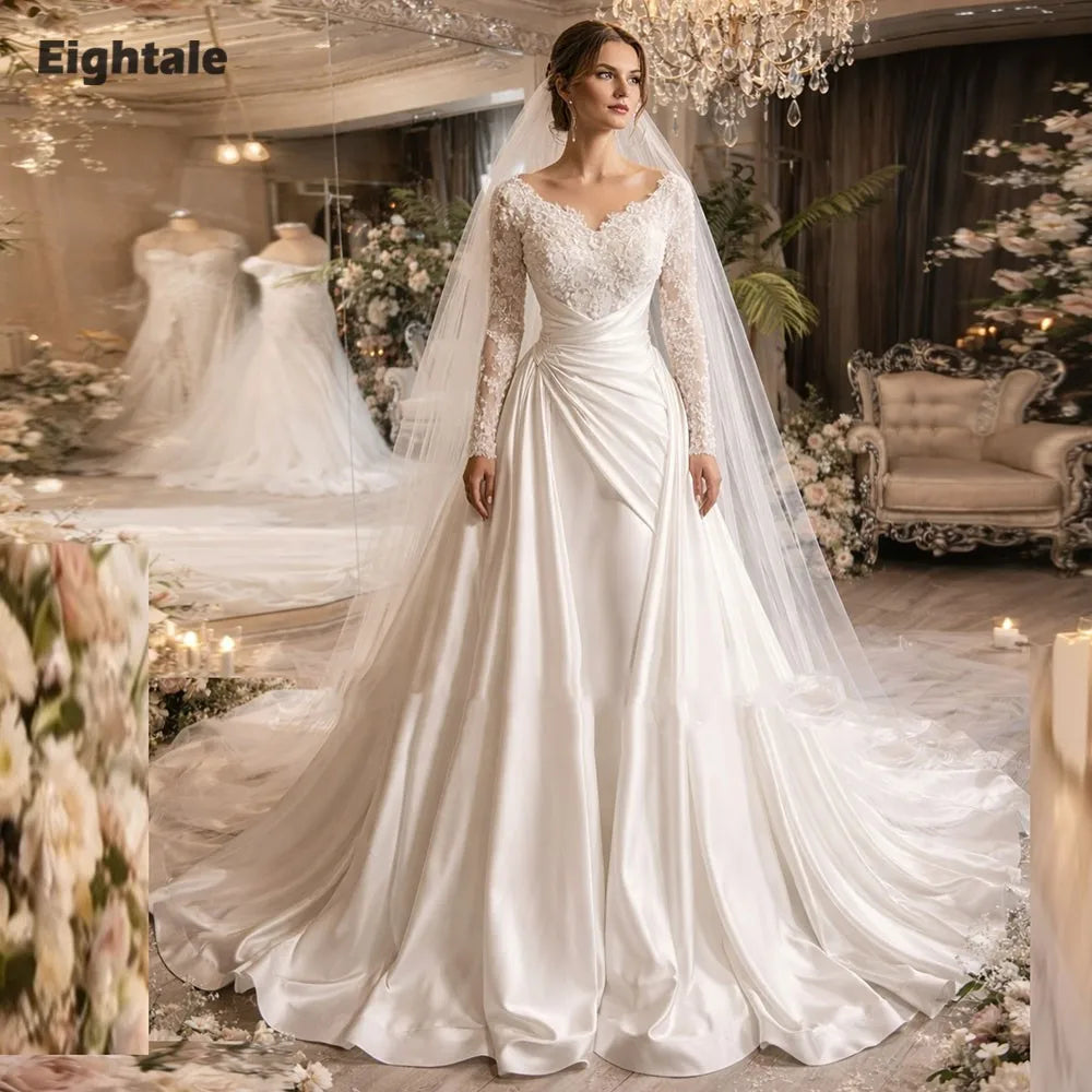 Robe de mariée perles et traîne chapelle – CLEVI Paris