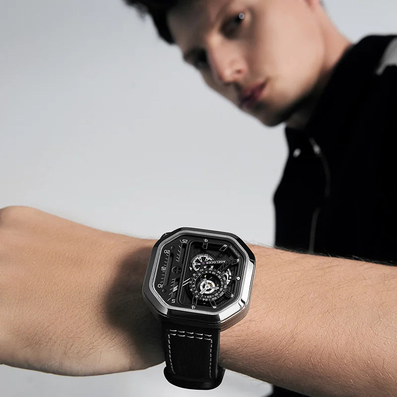 Montre Homme Automatique Squelette Racing Agelocer – CLEVI Paris