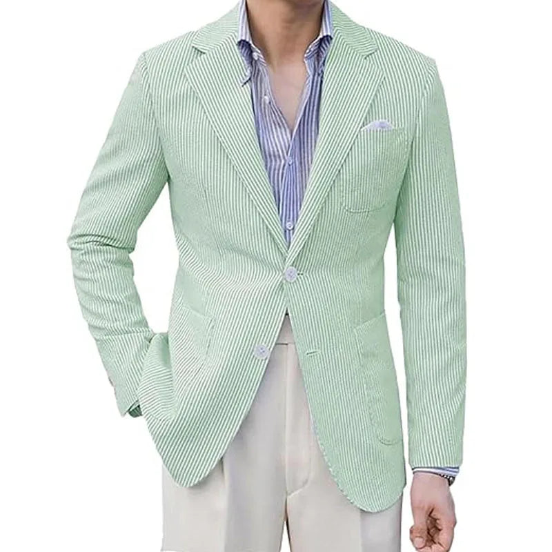 Blazer homme seersucker rayé – CLEVI Paris