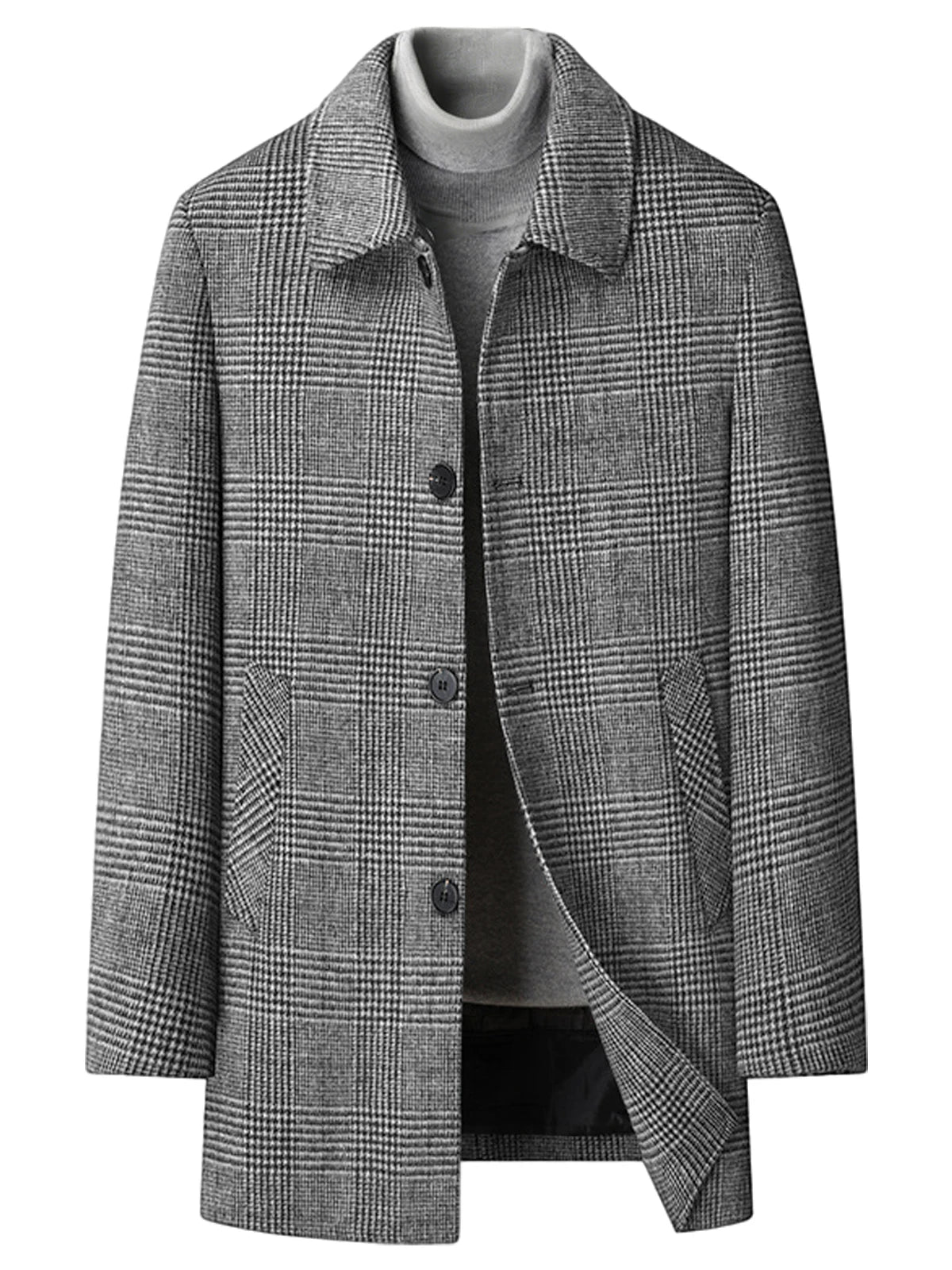 Manteau homme à carreaux en laine mélangée – CLEVI Paris
