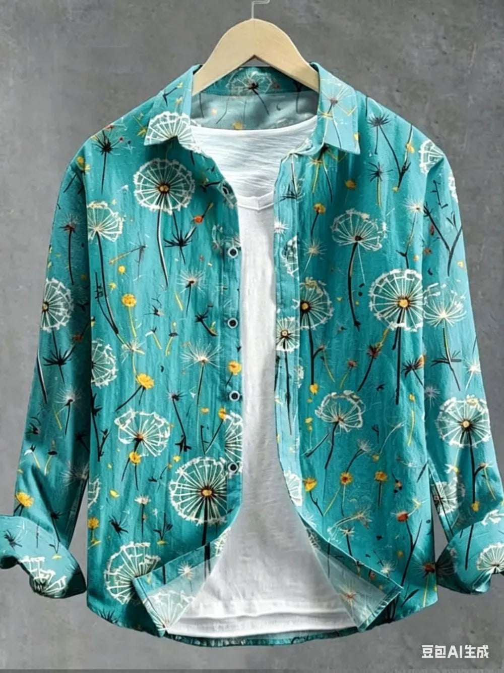 Chemise homme en lin motif pissenlit – CLEVI Paris