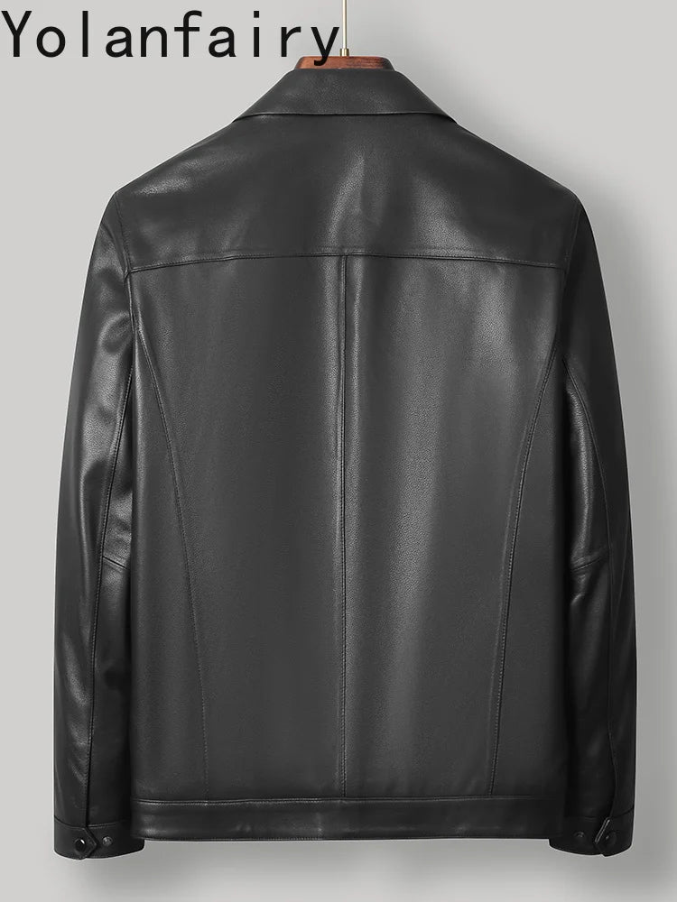 Veste courte homme en cuir de mouton zippée – CLEVI Paris
