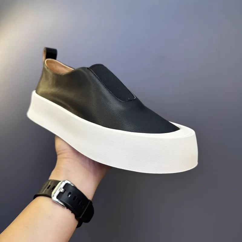 Mocassins Cuir Véritable Vintage Plateforme Homme – CLEVI Paris