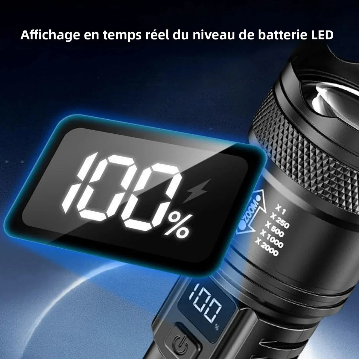 Lampe Torche LED 2000 Lumens Zoom Tactique Rechargeable USB-C – CLEVI Paris
