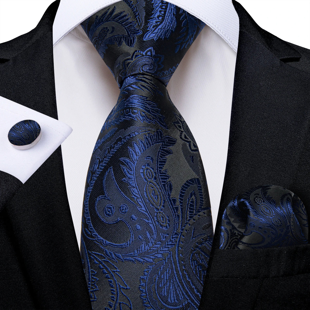 Coffret cravate homme paisley, pochette et boutons – CLEVI Paris