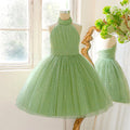 Robe fille de fête vert avocat ALP689 – CLEVI Paris