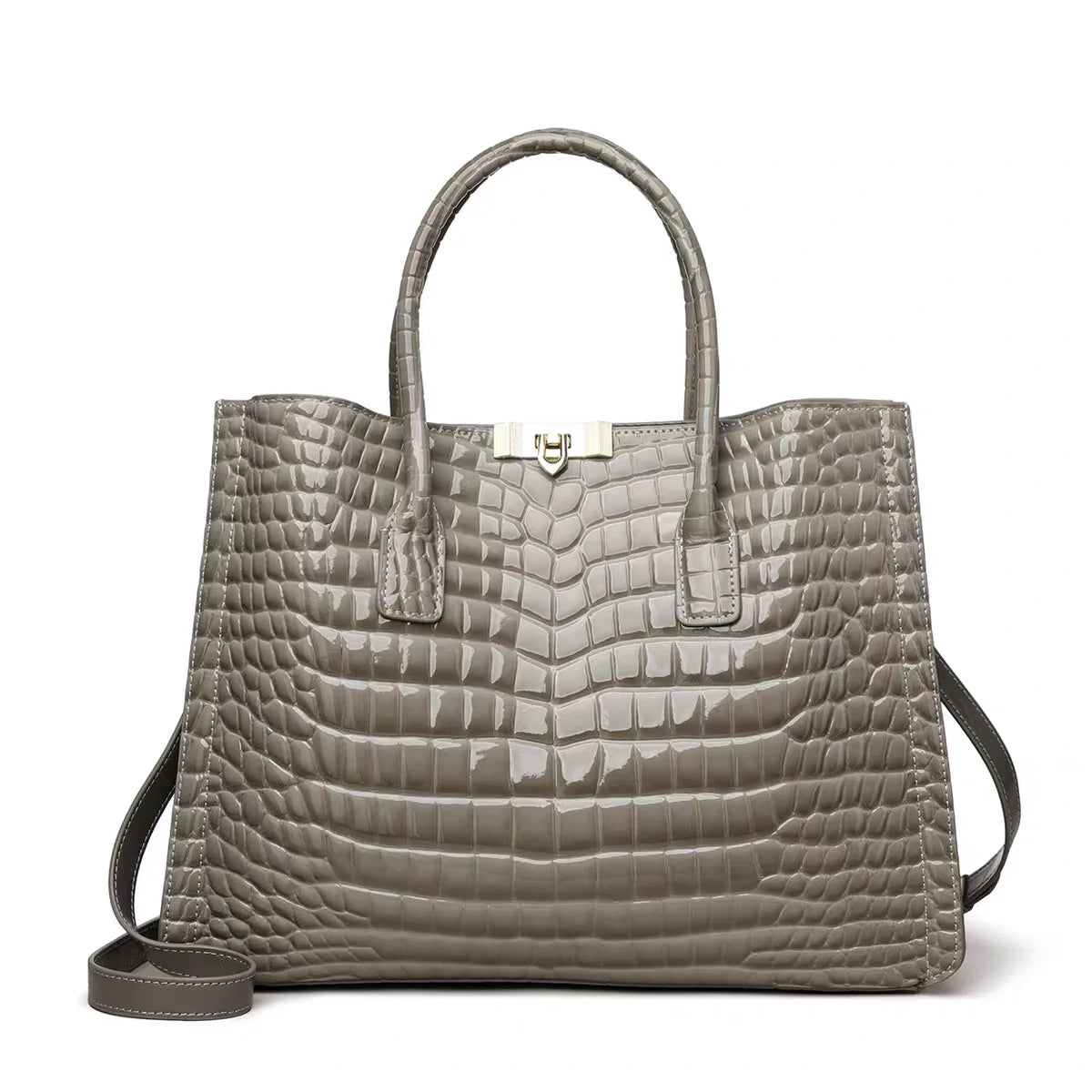 Sac Cabas Femme Cuir PU Croco Vernis – CLEVI Paris