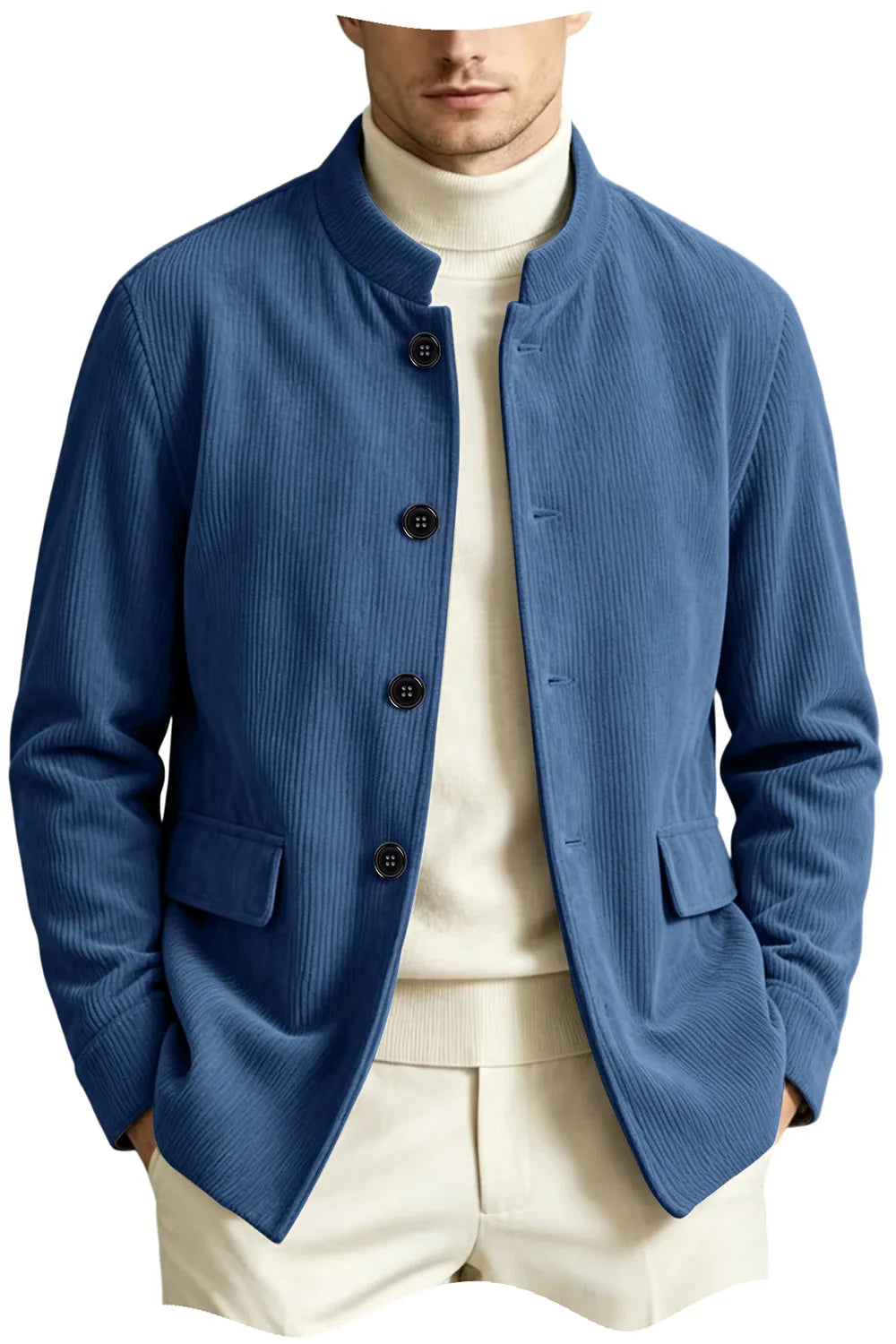 Blazer homme en velours côtelé à col montant – CLEVI Paris