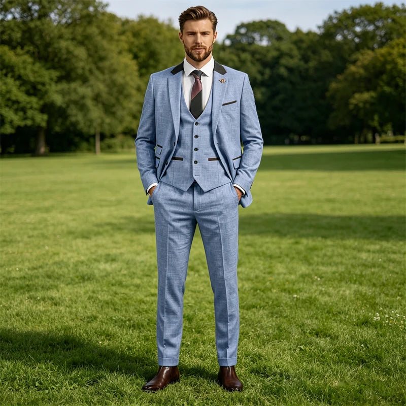 Costume homme 3 pièces en lin mélangé – CLEVI Paris