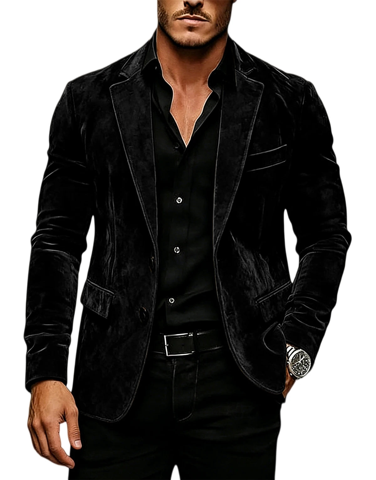Blazer en daim vintage pour homme, coupe ajustée, 2 boutons, revers cranté, veste de costume décontractée, smoking formel pour affaires, mariage, fête, usage quotidien