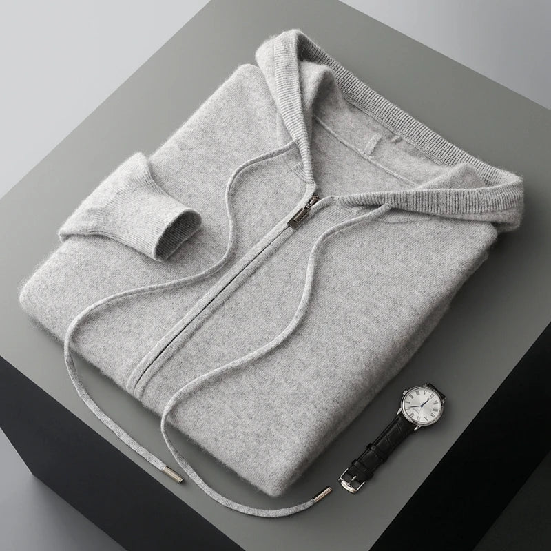 Ensemble homme laine mérinos, cardigan zippé – CLEVI Paris