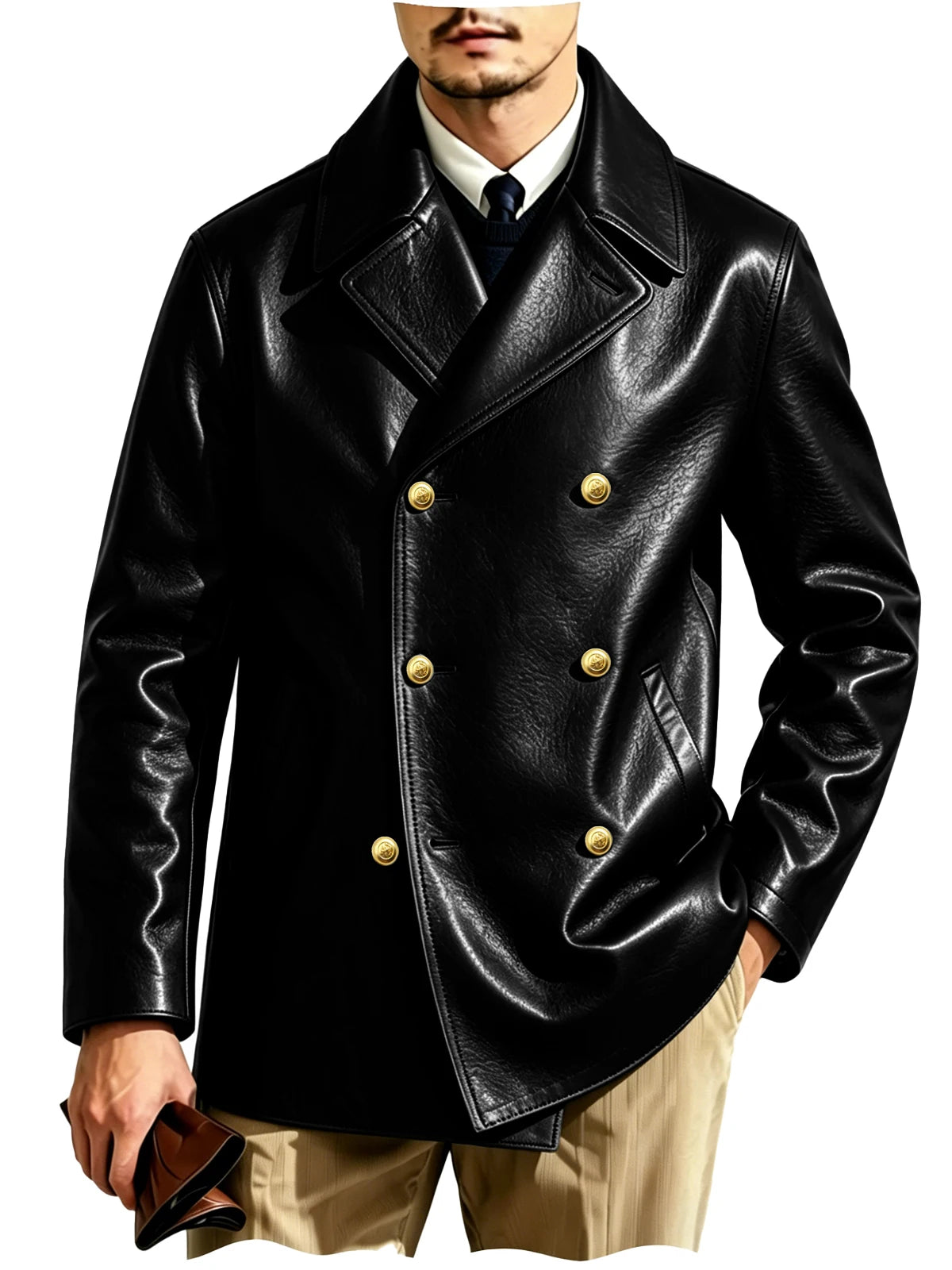 Blazer croisé effet cuir homme – CLEVI Paris