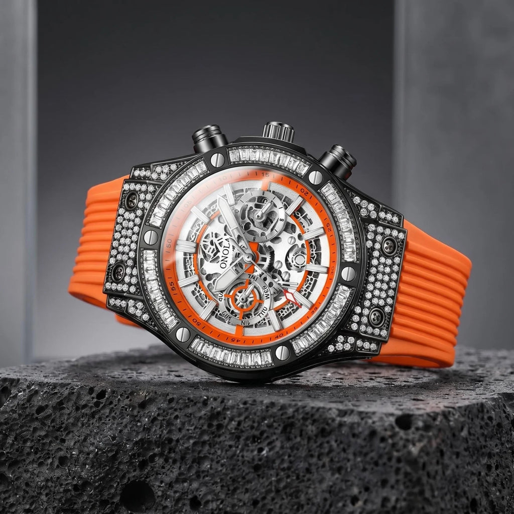 Montre Quartz Tonneau Cadran Creux ONOLA Homme Silicone – CLEVI Paris