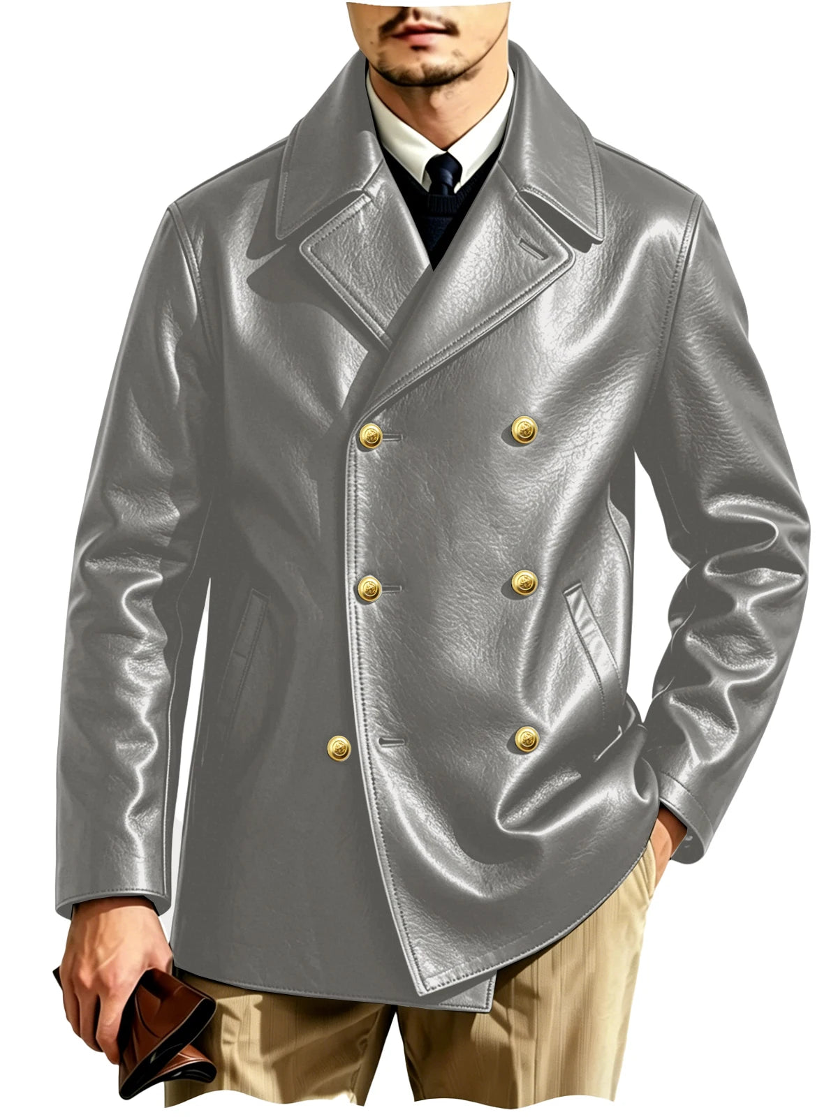 Blazer croisé effet cuir homme – CLEVI Paris