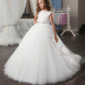 Robe longue fille en blanc en dentelle – CLEVI Paris