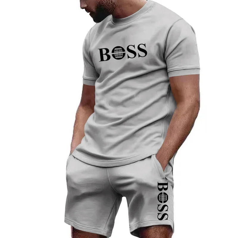 Ensemble homme t-shirt imprimé et short en maille – CLEVI Paris