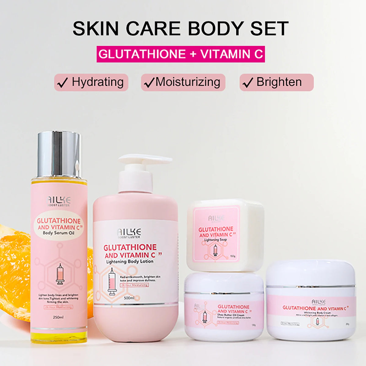 Gamme Éclaircissante Glutathion & Vitamine C AILKE – Anti-Taches, Hydratante & Raffermissante – CLEVI Paris
