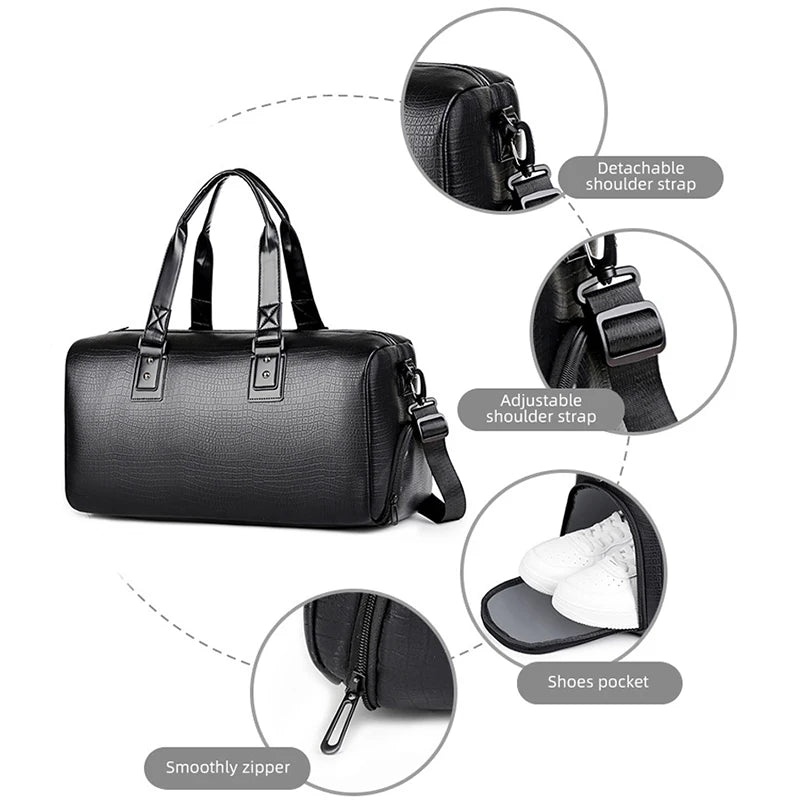 Sac de Voyage Homme PU Motif Croco Sport Business 50x24x24cm – CLEVI Paris