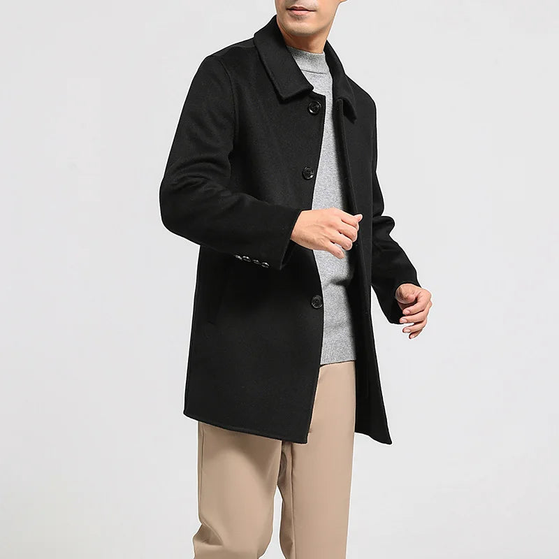 Manteau homme en cachemire à col rabattu – CLEVI Paris
