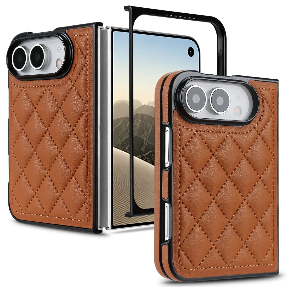 Coque iPhone Duo en simili cuir quadrillé – CLEVI Paris