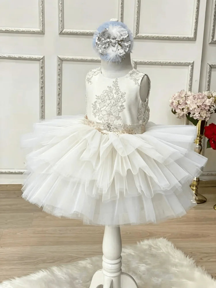 Robe cérémonie fille en tulle et dentelle – CLEVI Paris