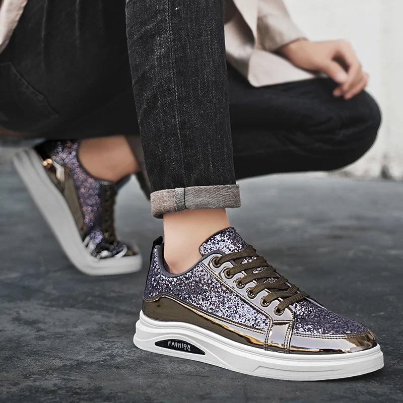 Sneakers homme basses en tissu pailleté – CLEVI Paris