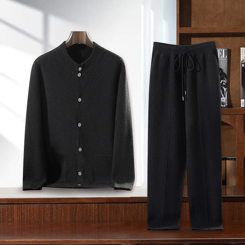 Ensemble homme cachemire cardigan boutonné – CLEVI Paris