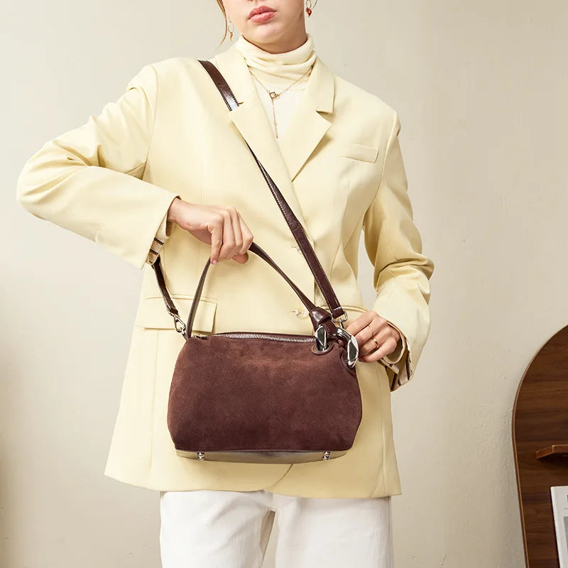 Sac à Main Femme Cuir Nubuck Bandoulière – CLEVI Paris
