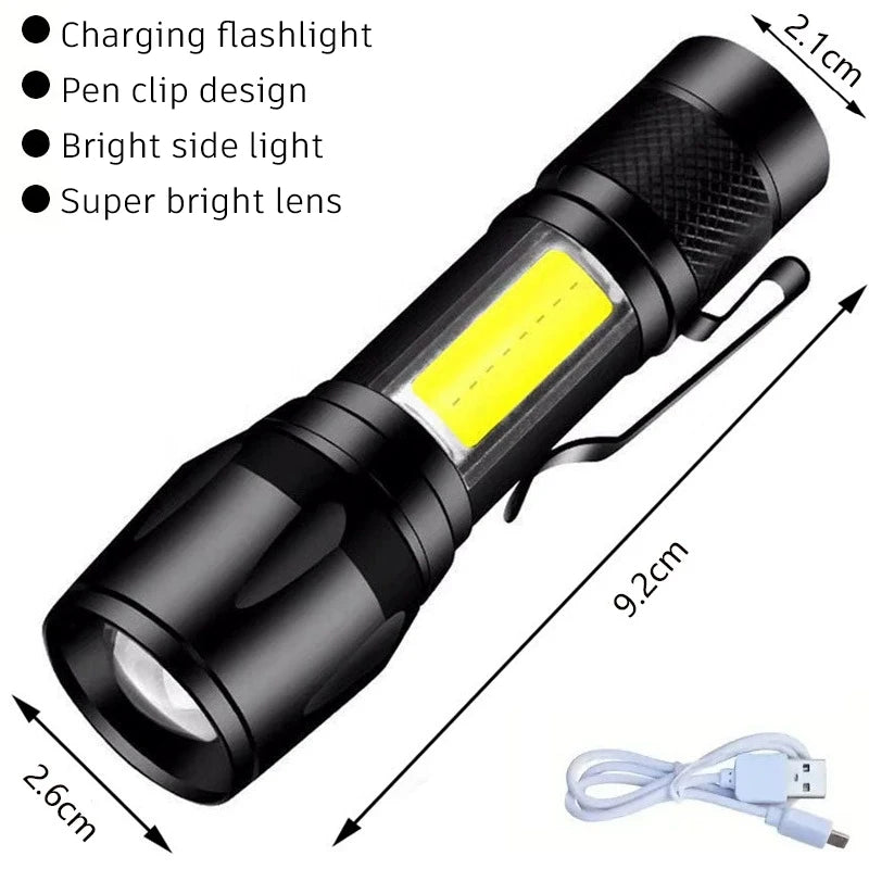Lampe Torche LED 2000 Lumens Zoom Tactique Rechargeable USB-C – CLEVI Paris