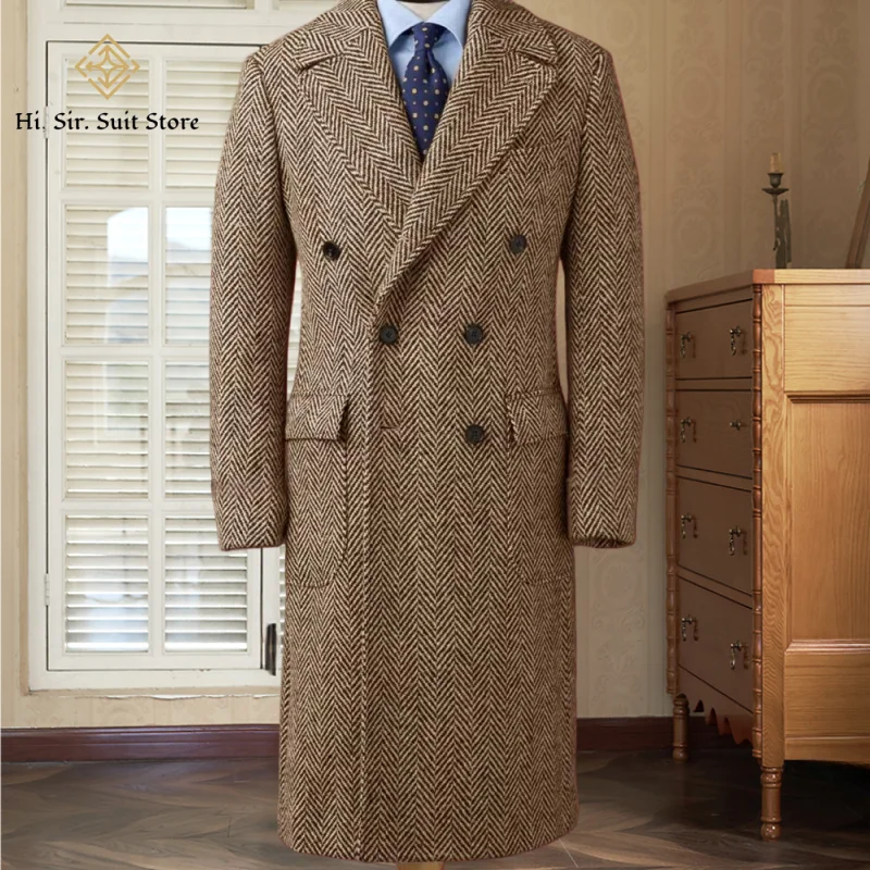 Manteau long homme à chevrons croisé – CLEVI Paris