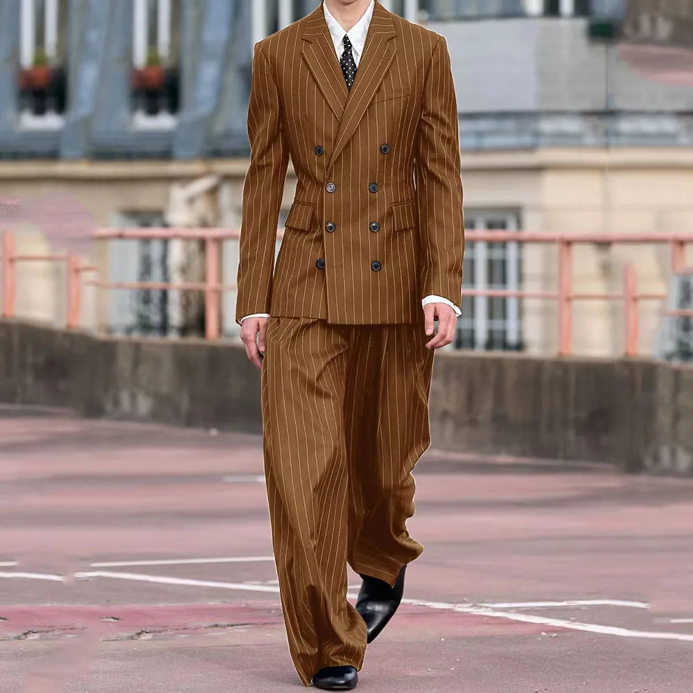 Costume rayé croisé 2 pièces homme – CLEVI Paris