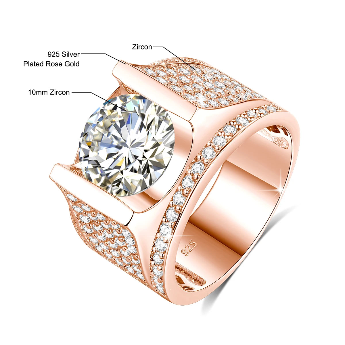 Bague Homme Moissanite 10mm Argent 925 Certifiée – CLEVI Paris