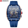 CURREN Montre Quartz Homme Rectangulaire Chronographe Silicone Lumineux 47mm Mouvement Japonais – CLEVI Paris
