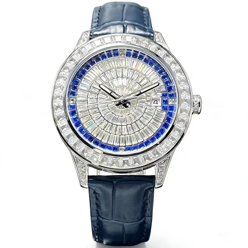 Montre Homme Automatique Cadran Argent Serti Diamants Huayra – CLEVI Paris