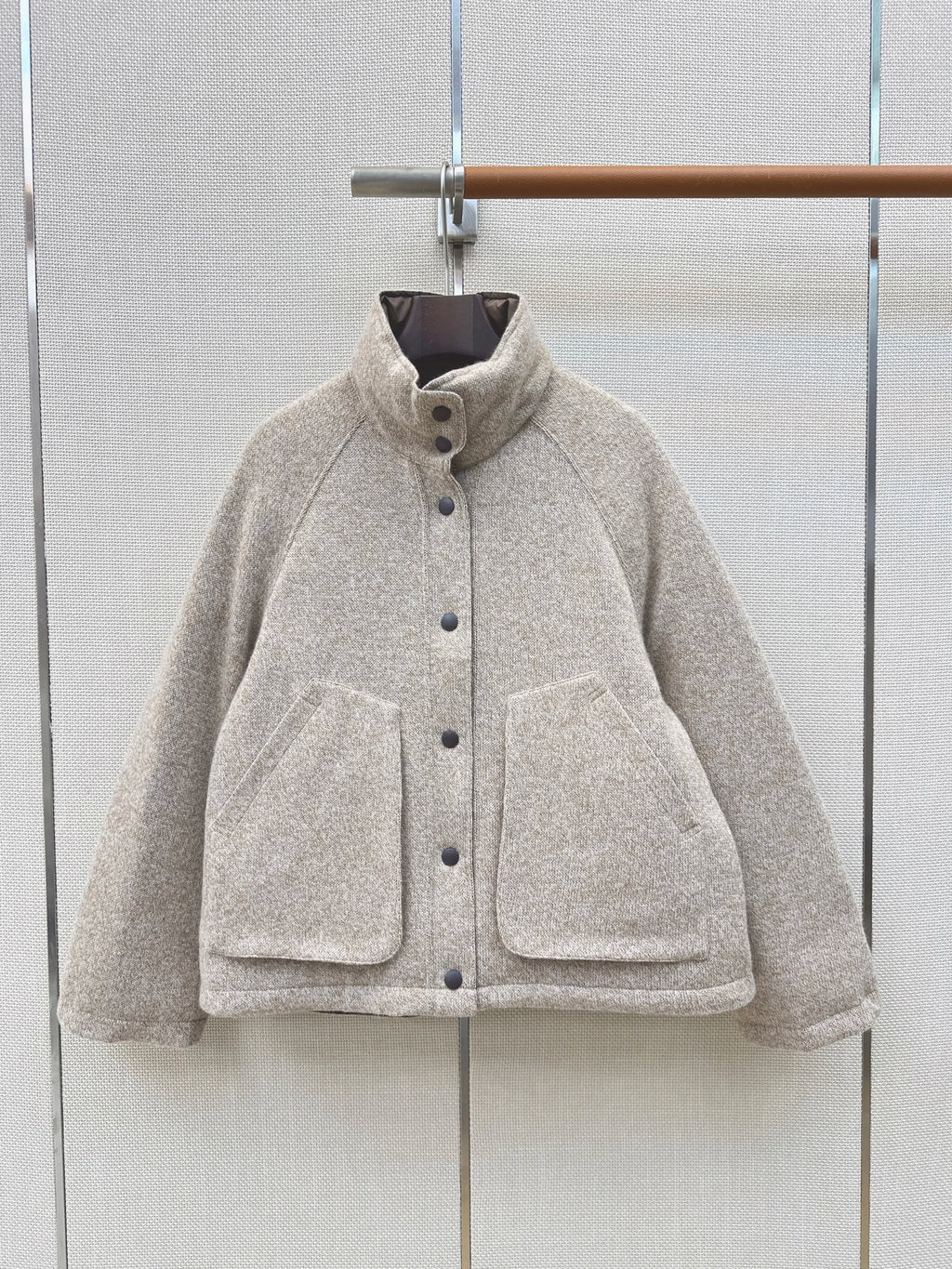 Veste femme en cachemire et duvet à col montant – CLEVI Paris