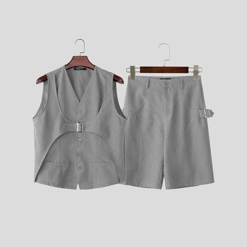 Ensemble 2 Pièces Homme Débardeur Col V Sans Manches + Short Taille Élastique Casual Streetwear 3 Coloris – CLEVI Paris