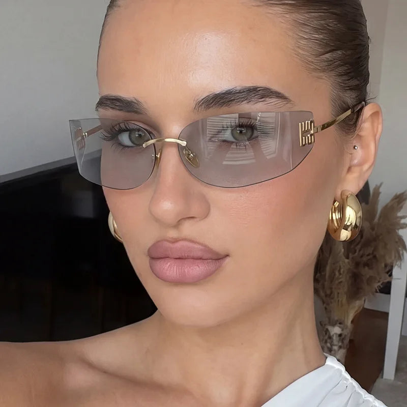Lunettes de soleil femme sans monture Y2K – CLEVI Paris