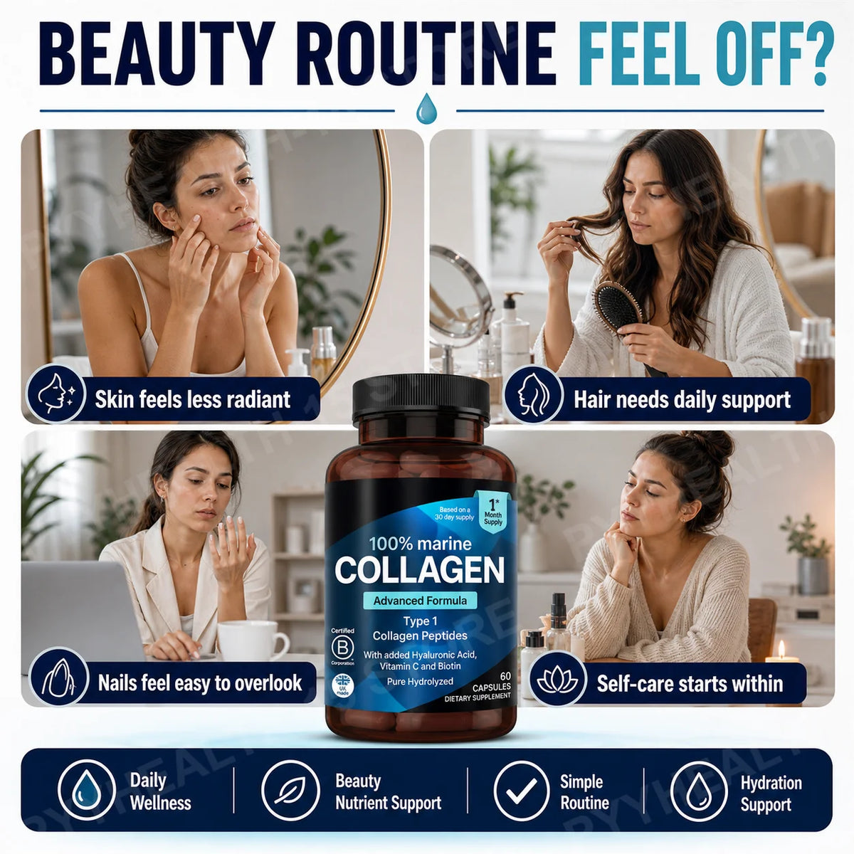 Collagène marin, 60 capsules par flacon – CLEVI Paris