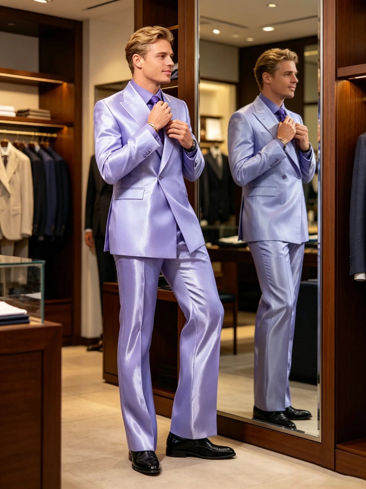 Costume satiné 2 pièces homme – CLEVI Paris