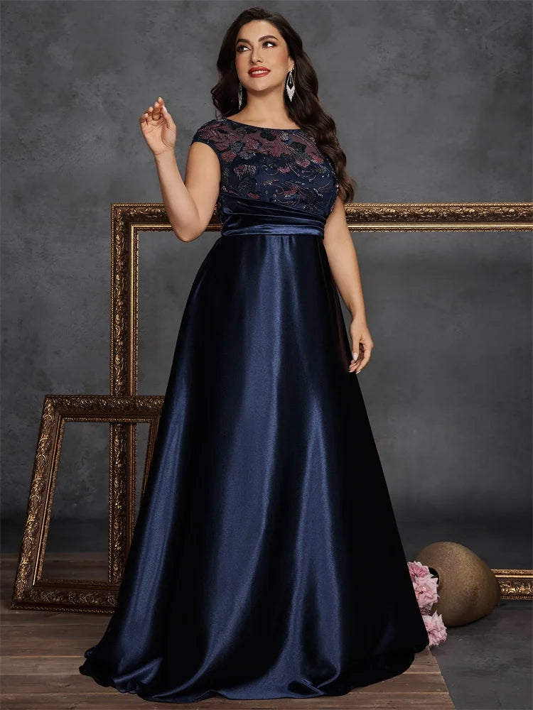 Robe de soirée à sequins col rond sans manches – CLEVI Paris