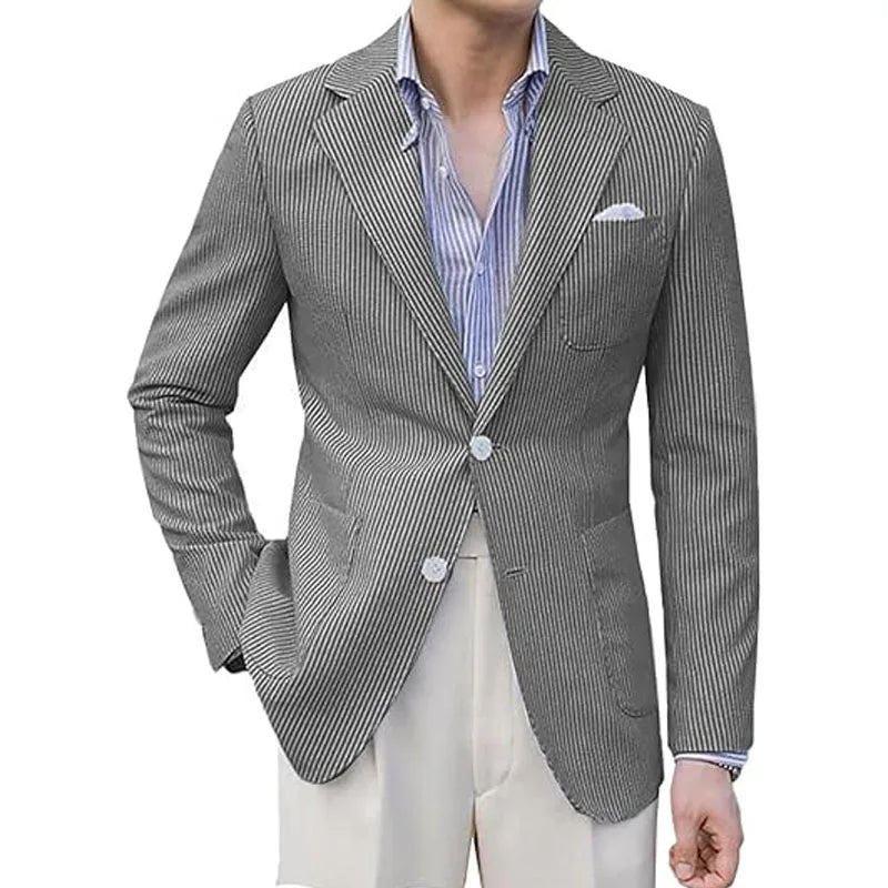 Blazer homme seersucker rayé – CLEVI Paris