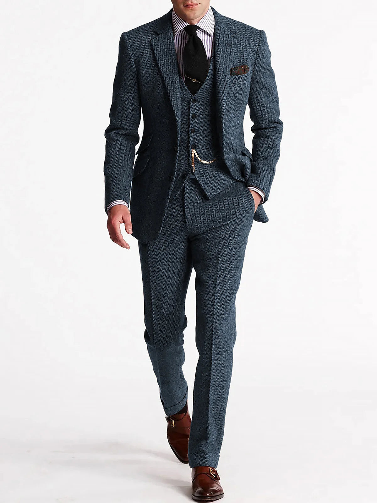 Costume homme en tweed 3 pièces – CLEVI Paris