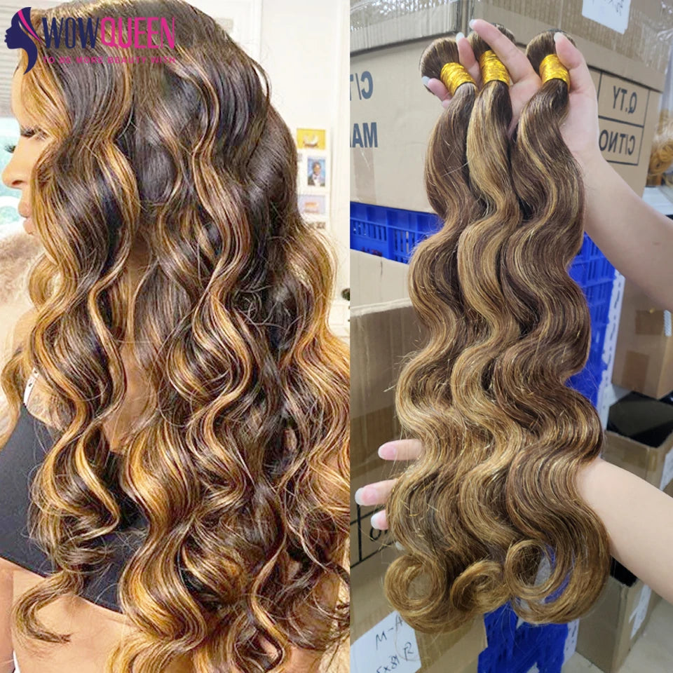 Bundles Body Wave Highlight P4/27 Miel Brun Ombré Cheveux Humains Remy Hair Brésiliens – CLEVI Paris