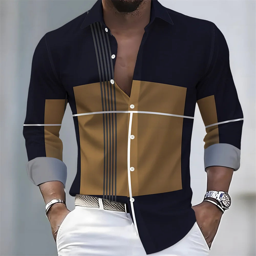 Chemise rayée homme manches longues – CLEVI Paris